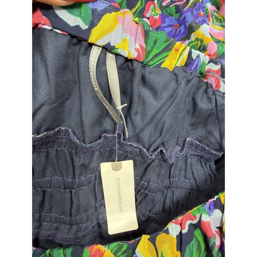 Anthropologie Maxi Dress Blue Floral Somerset Strapless Preppy Vacay Large NWT - Picture 11 of 12